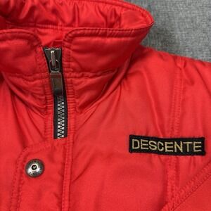 Descente Vest Men's Medium Red Full Zip Snow Ski Vest‎ In Pockets Snap